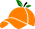 Orange Cap Logo mit Stiel und Blättern, inspiriert von einer Orangenfrucht